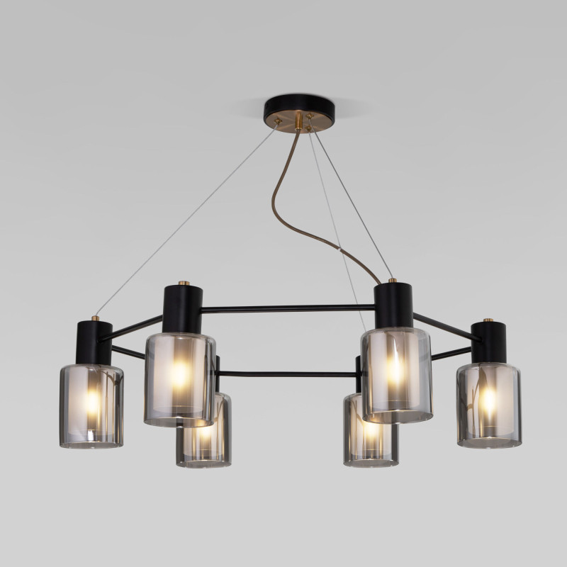 Фото Подвесная люстра Eurosvet 70219/6 черный/античная бронза