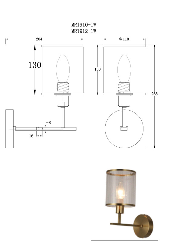 Бра MyFar MR1912-1W Бра MyFar MR1912-1W в интернет магазине Гет Лайт