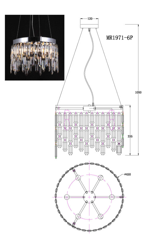 Подвесная люстра MyFar MR1971-6P в интернет магазине Гет Лайт
