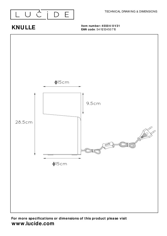 Настольная лампа LUCIDE 45504/01/31 Цена на Настольная лампа LUCIDE 45504/01/31