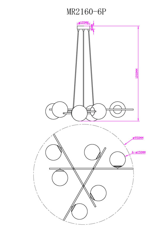 Подвесная люстра MyFar MR2160-6P в интернет магазине Гет Лайт