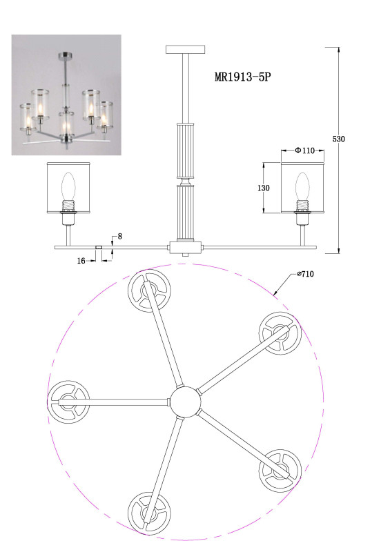 Купить с доставкой по Москве и России Люстра на штанге MyFar MR1913-5P