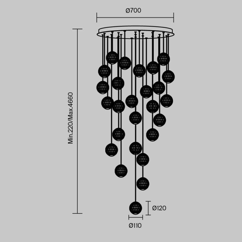 Каскадная люстра Maytoni MOD293PL-L140BS3K Купить с доставкой по Москве и России Каскадная люстра Maytoni MOD293PL-L140BS3K