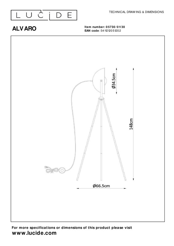 Торшер LUCIDE 05730/01/30 Торшер LUCIDE 05730/01/30 в интернет магазине Гет Лайт