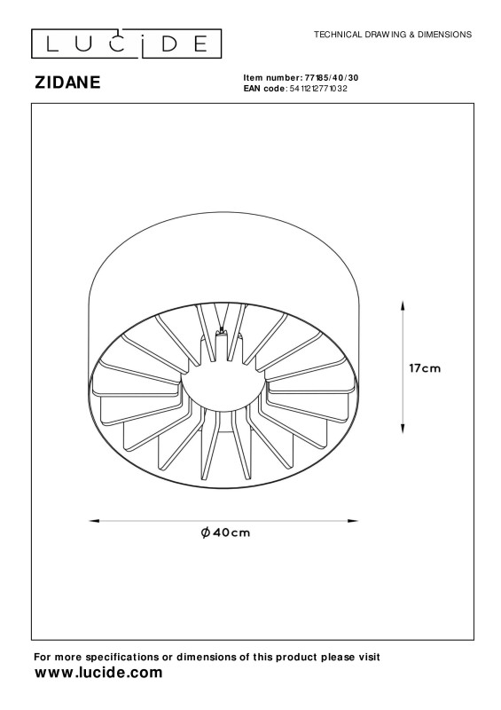 Цена на Накладной светильник LUCIDE 77185/40/30