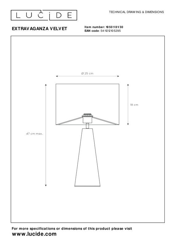 Настольная лампа LUCIDE 10501/81/30 в интернет магазине Гет Лайт