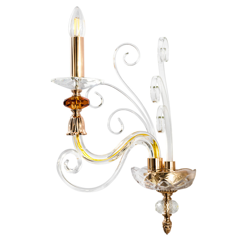 Бра Crystal Lux CATARINA AP1 V2 GOLD/TRANSPARENT-COGNAC Фото Бра Crystal Lux CATARINA AP1 V2 GOLD/TRANSPARENT-COGNAC