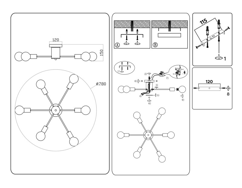 Купить с доставкой по Москве и России Люстра на штанге Ambrella Light TR80401