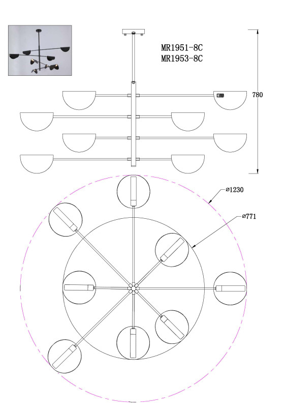 Люстра на штанге MyFar MR1953-8C в интернет магазине Гет Лайт
