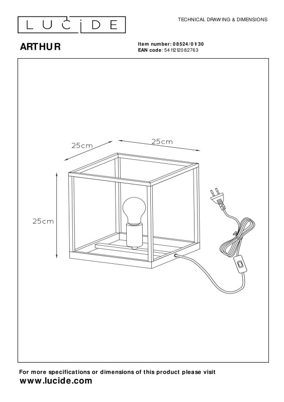 Настольная лампа LUCIDE 08524/01/30 Цена на Настольная лампа LUCIDE 08524/01/30