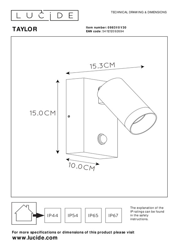 Купить с доставкой по Москве и России Светильник настенный LUCIDE 09831/01/30