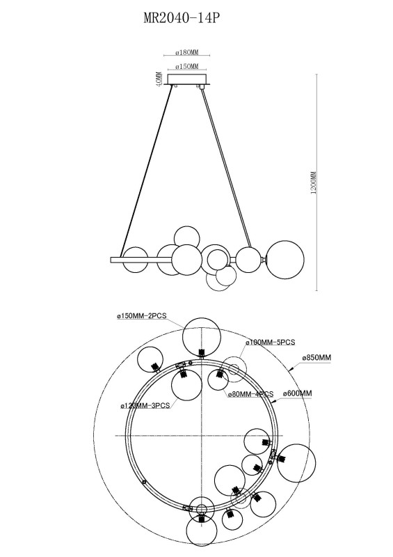 Подвесная люстра MyFar MR2040-14P в интернет магазине Гет Лайт