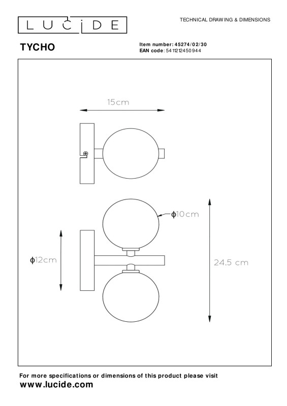 Купить с доставкой по Москве и России Бра LUCIDE 45274/02/30