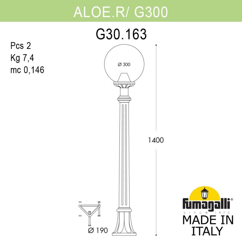 Садово-парковый светильник Fumagalli G30.163.000.BZF1R Купить с доставкой по Москве и России Садово-парковый светильник Fumagalli G30.163.000.BZF1R