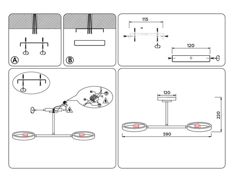 Купить с доставкой по Москве и России Люстра на штанге Ambrella Light TR8243