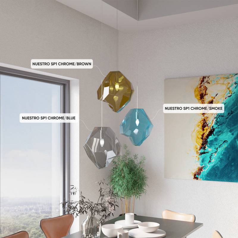 Подвесной светильник Crystal Lux NUESTRO SP1 CHROME/BROWN в интернет магазине Гет Лайт