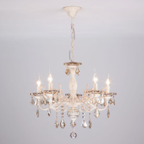 Фото Подвесная люстра Eurosvet 3281/5 белый с золотом/тонированный хрусталь Strotskis