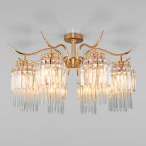 Фото Люстра на штанге Eurosvet 10119/8 золото/прозрачный хрусталь Strotskis