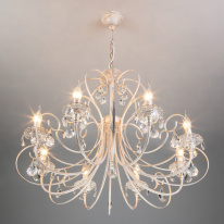 Цена на Подвесная люстра Eurosvet 3305/8 белый с золотом/прозрачный хрусталь Strotskis