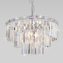 Каскадная люстра Eurosvet 10130/8 хром/прозрачный хрусталь Strotskis в интернет магазине Гет Лайт