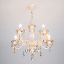 Подвесная люстра Eurosvet 3281/5 белый с золотом/тонированный хрусталь Strotskis в интернет магазине Гет Лайт