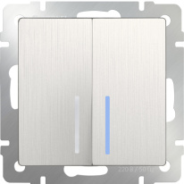 Фото Выключатель Werkel WL13-SW-2G-2W-LED (перламутровый рифленый)