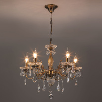 Подвесная люстра Eurosvet 3281/5 античная бронза/прозрачный хрусталь Strotskis в интернет магазине Гет Лайт