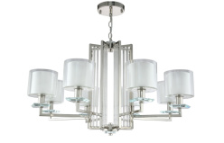 Подвесная люстра Crystal Lux NICOLAS SP-PL8 NICKEL/WHITE Фото Подвесная люстра Crystal Lux NICOLAS SP-PL8 NICKEL/WHITE