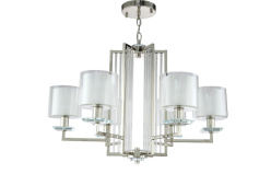 Подвесная люстра Crystal Lux NICOLAS SP-PL6 NICKEL/WHITE Фото Подвесная люстра Crystal Lux NICOLAS SP-PL6 NICKEL/WHITE