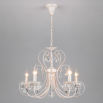 Фото Подвесная люстра Eurosvet 3305/5 белый с золотом/прозрачный хрусталь Strotskis