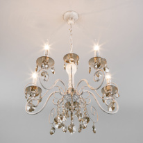 Подвесная люстра Eurosvet 10104/5 белый с золотом/тонированный хрусталь Strotskis в интернет магазине Гет Лайт