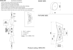 Купить Бра Crystal Lux GRIS AP2 GOLD