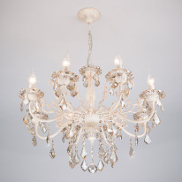 Купить Подвесная люстра Eurosvet 3281/8 белый с золотом/тонированный хрусталь Strotskis