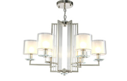 Подвесная люстра Crystal Lux NICOLAS SP-PL6 NICKEL/WHITE Цена на Подвесная люстра Crystal Lux NICOLAS SP-PL6 NICKEL/WHITE