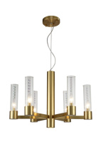 Купить с доставкой по Москве и России Подвесная люстра Crystal Lux OTONO SP6+1 BRASS/TRANSPARENTE