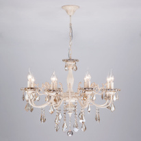 Фото Подвесная люстра Eurosvet 3281/8 белый с золотом/тонированный хрусталь Strotskis