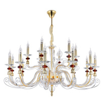 Фото Подвесная люстра Crystal Lux CATARINA SP12+6 GOLD/TRANSPARENT-COGNAC