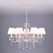 Фото Подвесная люстра Eurosvet 3637/7 белый с золотом/прозрачный хрусталь Strotskis