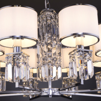 Подвесная люстра Eurosvet 10099/8 хром/прозрачный хрусталь Strotskis (новый абажур) в интернет магазине Гет Лайт