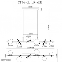 Подвесная люстра iLamp 2134-6L BR+MBK Купить Подвесная люстра iLamp 2134-6L BR+MBK