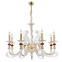 Фото Подвесная люстра Crystal Lux CATARINA SP8 GOLD/TRANSPARENT-COGNAC