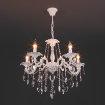 Подвесная люстра Eurosvet 10108/5 белый/прозрачный хрусталь Strotskis в интернет магазине Гет Лайт