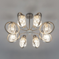 Цена на Люстра на штанге Eurosvet 10095/8 сатин-никель/прозрачный хрусталь Strotskis