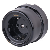 Фото Розетка Werkel WL18-03-01 (черный) Ретро