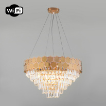 Фото Каскадная люстра Eurosvet 10124/8 золото/прозрачный хрусталь Strotskis Smart (10113/8)