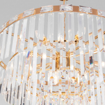 Купить с доставкой по Москве и России Каскадная люстра Eurosvet 10130/10 золото/прозрачный хрусталь Strotskis