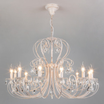 Фото Подвесная люстра Eurosvet 3305/12 белый с золотом/прозрачный хрусталь Strotskis