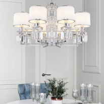 Цена на Подвесная люстра Eurosvet 10099/8 хром/прозрачный хрусталь Strotskis (новый абажур)