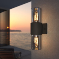 Купить с доставкой по Москве и России Светильник настенный Elektrostandard Roil (35125/D) чёрный/дымчатый плафон