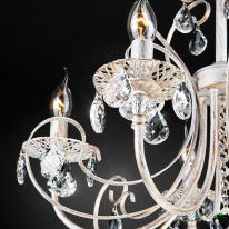 Подвесная люстра Eurosvet 3305/5 белый с золотом/прозрачный хрусталь Strotskis в интернет магазине Гет Лайт